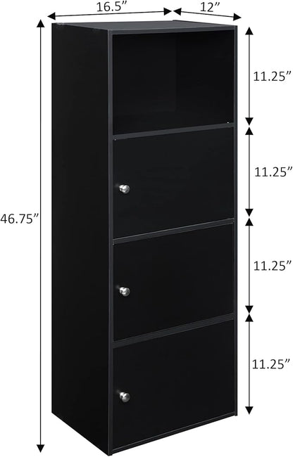 Convenience Concepts Xtra-Storage 3 Door Cabinet in Black Wood Finish