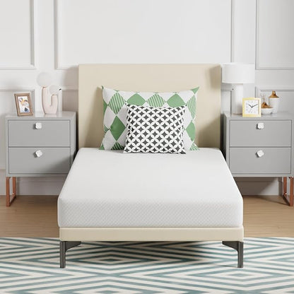 FDW | 6 Inch Twin Mattress | Medium Firm | Gel Memory Foam Mattress | White | Bed in a Box, CertiPUR-US Certified | Pressure Relief, Cooling Ventilated Foam | Washable Removable Cover