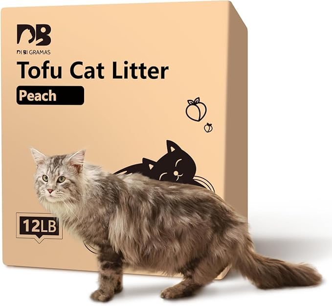 Cat Litter 12LB/2 Packs Dust-Free Clumping Tofu Cat Litter Quickly Absorb Odors Toilet Can Flush Into The Toilet Pure Natural tofu cat Litter (Peach)-Mewly Pet