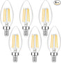 6-Pack Dimmable E12 LED Candelabra Bulbs 40Watt Equivalent, 2700K Warm White, 450Lumens, 4W B11 Vintage Chandelier Light Bulbs, LED Filament Clear Glass Candle Lamp for Ceiling Fan Home Decor