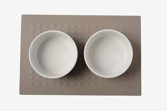 Waggo Dipper Ceramic Dog Bowl for Small and Large Breeds - Heavyweight and Durable Pet Food and Water Dish Crock, Dishwasher Safe, Modern (Medium, Dolphin)-Mewly Pet