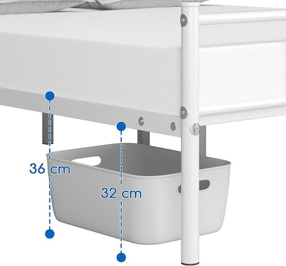 Yaheetech Full Bed Frames Metal Platform Bed with Headboard&Footboard for Bedrooms/No Box Spring Needed/Easy Assembly/Underbed Space: 12.6"/White Full Bed