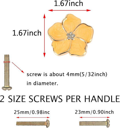 4 pcs Petal Handles Colorful Drawer Knobs Flower Petal Cabinet Dresser Knobs for Girl's Room Dresser Cupboard Drawer Wardrobe Decorative Furniture Knobs (Yellow)