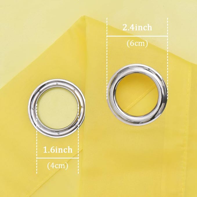KEQIAOSUOCAI 108 inches Long Living Room Sheer Curtains - Eyelet Top Voile Sheer Draperies Privacy for Villa, W 54 by L 108 inch Length, 2 Panels, Vibrant Yellow