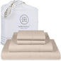 Threadmill Luxury Full Size Sheets for Full Size Mattress | 800 Thread Count Cotton Sheets | Jacquard Celine Light Beige | Better Than Egyptian Cotton| 4 Pc Bed Sheets | with Elasticized Deep Pocket