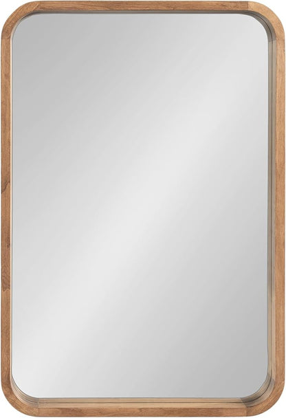 Kate and Laurel Hutton Modern Rounded Rectangle Wall Mirror, 24 x 36, Natural Rustic, Decorative Farmhouse Rectangular Wall Decor for Bathroom Mirror for Over Sink