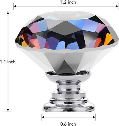 Ravinte 10 Pack Colorful Crystal Drawer Knobs - Glass Cabinet Knobs, Diamond Shaped, 30 mm with Black Base