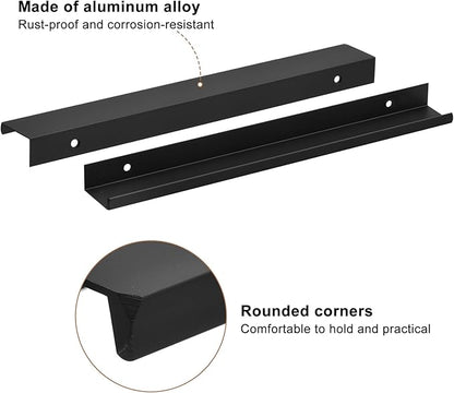 uxcell Cabinet Finger Edge Pull, 5pcs 250mm / 9.84" Aluminum Alloy Back Mount Hidden Cabinet Pulls Concealed Handle for Home Kitchen Drawer Cabinet, Black
