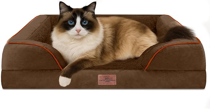 Comfort Expression Small Dog Beds Waterproof Cat Beds Orthopedic Foam Sofa Beds for Small Dogs Comfy Pet Bed with Washable Removable Cover & Non-Slip Bottom(XX-Small,Chocolate Brown)-Mewly Pet