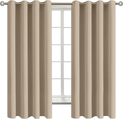 BGment Blackout Curtains - Grommet Thermal Insulated Room Darkening Bedroom and Living Room Curtains, Set of 2 Panels (46 x 63 Inch, Sand)