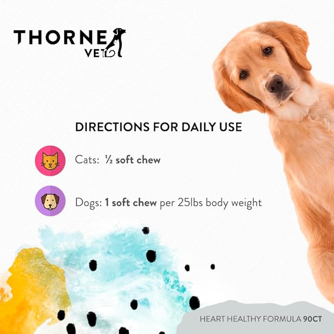 ThorneVET Heart Healthy Formula – Cardiovascular Support for Dogs & Cats, 90 Soft Chews-Mewly Pet