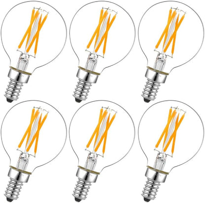 LiteHistory e12 led dimmable g16.5 Light Bulb 6W Equal 60 Watt 600lm AC120V e12 Candelabra Bulb 60 Watt for Chandeliers,Ceiling Fan,Vanity Warm White 2700K Globe e12 Light Bulb 6Pack