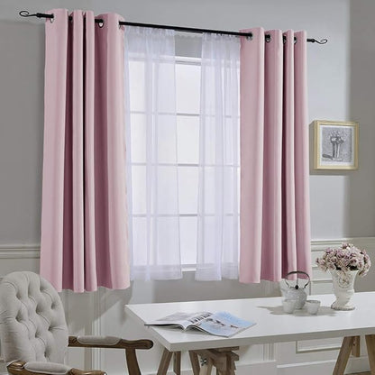 NICETOWN Blackout Curtains for Girls Room - Thermal Insulated Solid Grommet Room Darkening Curtains/Panels/Drapes for Bedroom (Lavender Pink=Baby Pink, 1 Pair, 52 by 45-Inch)