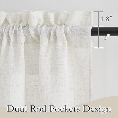 RYB HOME Thick Linen Curtains 84 inch Length for Dining Room Doorway, Machine Washable Light Filtering Soft Textured Wrinkle Resistance Boho Farmhouse, W 42 x L 84 inches, Linen, 2 Panels