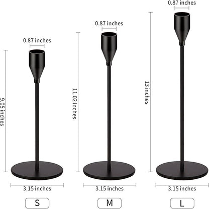 Matte Black Candle Holders Black Candlestick Holders Metal Candle Holder for Wedding, Dinning, Party, Fits 3/4 inch Thick Candle&Led Candles (Set of 6 Pcs)