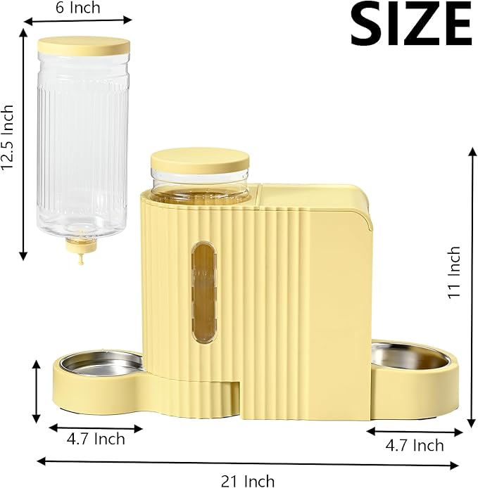 Automatic Cat Food Feeder and Water Dispenser,2 in 1 Gravity Cat Feeder and Water Dispenser with Stainless Steel Bowl,2 Pack Large Capacity Self Feeding for Small Medium Pets Puppy Kitten-Mewly Pet