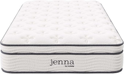 Modway Jenna 10” Innerspring and Memory Foam Twin XL Mattress With Individually Encased Coils, White