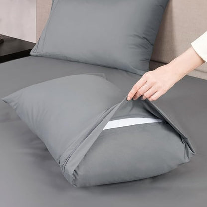 Mejoroom Twin Sheet Set - Hotel Collection Twin Sheets - Bedding Sheets & Pillowcases with Deep Pocket Fitted Sheet, Breathable, Wrinkle & Fade Resistant - 3 Piece(Gray)