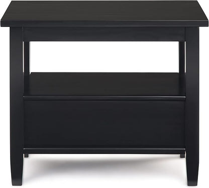 SIMPLIHOME Warm Shaker SOLID WOOD 14 inch Wide Rectangle Transitional Narrow Side Table in Black for the Living Room and Bedroom