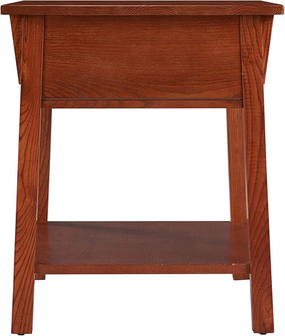 Leick Home Mission End Table, Solid Wood, 1 Storage Drawer, Secret Compartment, Bottom Display Shelf, Easy-Assembly, For Living Room/Bedroom, Russet, 24 in L x 20 in W x 24 in H, 9066-SC