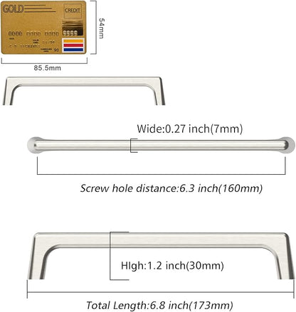 Amerdeco 10 Pack Brushed Satin Nickel Cabinet Pulls 6.3 Inch(160MM) Hole Centers Kitchen Cabinet Handles Hardware Kitchen Handles for Cabinets Cupboard Handles Drawer Pulls ZH0041