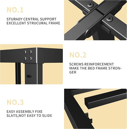 ALDRICH 12 Inch Metal Twin Bed Frame - Single Black Basic Steel Slats Platform, Easy Assembly Heavy Duty Noise Free Bedframes, No Box Spring Needed