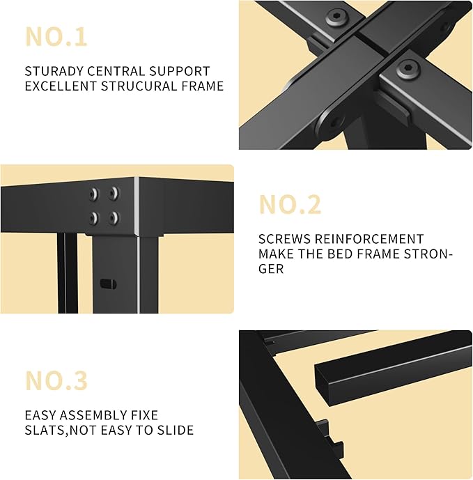 ALDRICH 18 Inch Metal Full Size Bed Frame - Black Basic Steel Slats Platform, Easy Assembly Heavy Duty Noise Free Bedframes, No Box Spring Needed
