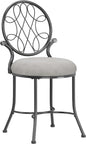 Hillsdale O'Malley Vanity Stool with Spiral Pattern Design, Metallic Gray Fabric