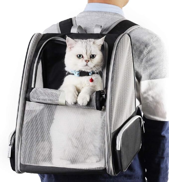 Texsens Innovative Traveler Bubble Backpack Pet Carriers for Cats and Dogs (Black)-Mewly Pet
