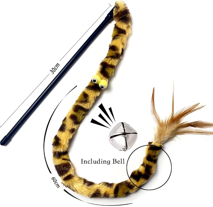 Cat Toys for Indoor Toys,Rainbow Cat Wand Toys,Feather Flips Plush Ball Cat Toys,Interactive Feather Toy for Teaser Play and Chase Exercise with Kitten 3 Pack (Pack 3)-Mewly Pet