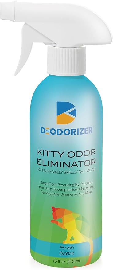 Kitty Odor Eliminator - Eliminates Strong Cat Odors, Litter Box Deodorizer, Stop Odors from Cat Urine, Feces, Territorial Spray - 16oz Spray-Mewly Pet
