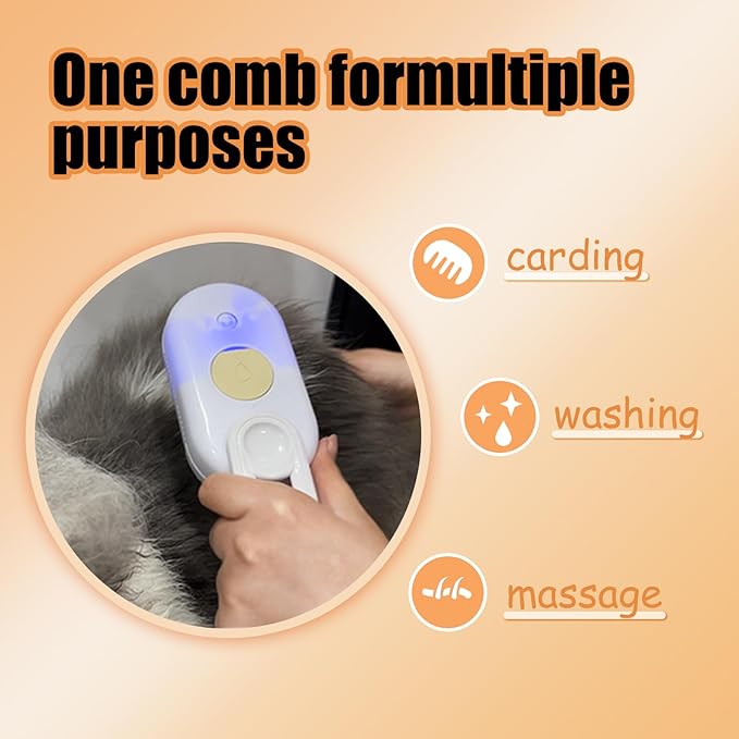 Steam Brush for Cats Dog Steam Brush,3 in 1 Pet Grooming Comb for Shedding,1PCS-Mewly Pet