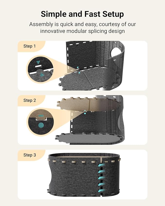 DownyPaws Cat House for Indoor Cats, Cat Bed Cave for Multiple & Large Cats Up to 22 Lbs, Scratch Resistant Peekaboo Cat Caves, Foldable Tunnel Enclosed Bed, PeekaPurr, Sesame Gray-Mewly Pet