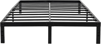 45MinST 14 Inch Reinforced Platform Bed Frame/3500lbs Heavy Duty/Easy Assembly Mattress Foundation/Steel Slat/Noise Free/No Box Spring Needed, Queen