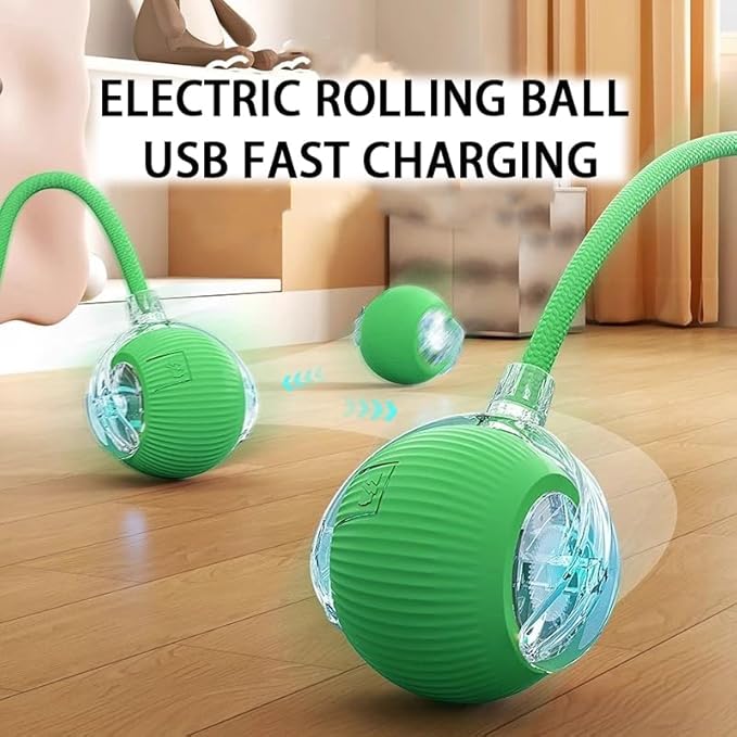 Interactive Cat Toy Ball for Indoor Cats - 3-Speed Smart Rolling Ball with Flashing Lights, USB Rechargeable Automatic Motion Kitten Toys for Bored Adult Cats & Playful Kittens-Mewly Pet