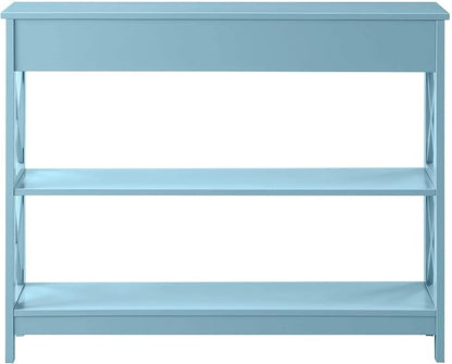 Convenience Concepts Oxford 1-Drawer Console Table 39.5" - Farmhouse Sofa Display with Storage Shelf For Living, Family, & Dining Room, Modern Entryway Hall Table for Kitchen, Bedroom, Sea Foam Blue