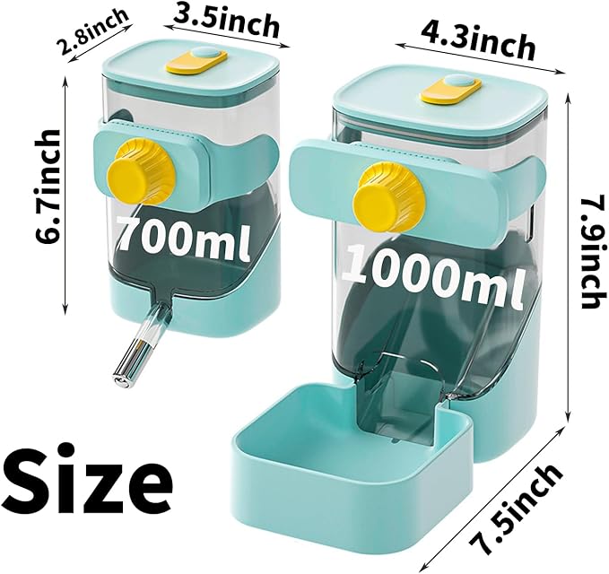 PODOO 24oz No Drip Bunny Water Feeder, Rabbit Water Dispenser, Hanging Automatic Pet Water Dispenser, Hanging Outside or Inside The Cage for Ferret Guinea Pig Rat Cat Puppy (Water)-Mewly Pet