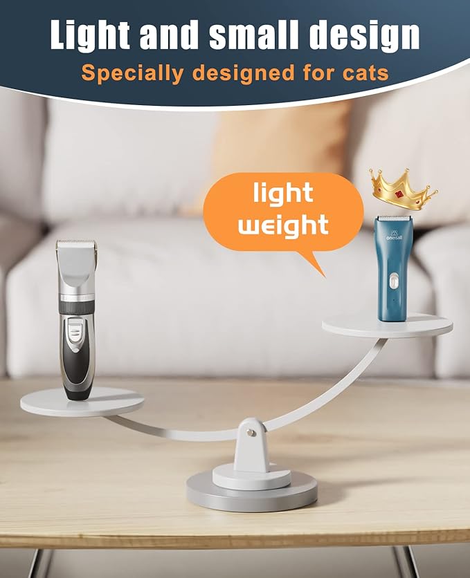 oneisall Pet Clipper for Cat Matted Hair, Pet Shaver for Cats Quiet Pet Clippers Waterproof Cordless Cat Clippers for Matted Hair Long Hair with Storage Bag (Green)-Mewly Pet