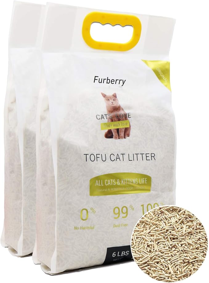 Natural Soy Litter, Tofu Cat Litter - Clumping, Flushable, Ultra Absorbent and Fast Drying - Zero Dust, Low Tracking - Unscented, 2 Pack-Mewly Pet