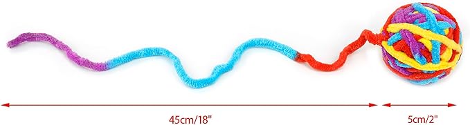 CHIWAVA 6 Pack 20" Woolen Yarn Cat Toys Ball with Bell 2" Large Indoor Cat Toy Balls Kitten Interactive Toys-Mewly Pet