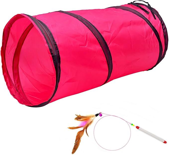 iCAGY Cat Tunnel for Indoor Cats, Pet Cat Kitten Rabbit Play Toys Tube Tunnel Interactive Crinkle Pop Up 20"-Mewly Pet