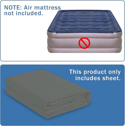 Bedecor Air Bed Sheets for Mattress Cover Removable Bed and Elastic Band Super Soft and Breathable & Deep up to 21" Dark Gray Queen