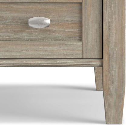 SIMPLIHOME Warm Shaker SOLID WOOD 14 inch Wide Rectangle Transitional Narrow Side Table in Distressed Grey for the Living Room and Bedroom