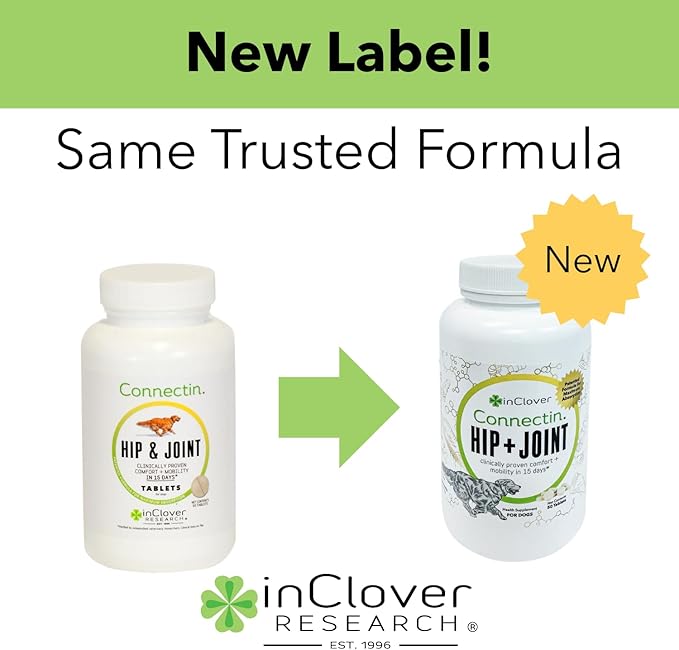 InClover Connectin Natural Hip & Joint Supplement for Dogs with Glucosamine, Chondroitin & Hyaluronic Acid - Tablet for Dog Mobility, Comfort & Active Lifestyle Support, 150 Count-Mewly Pet