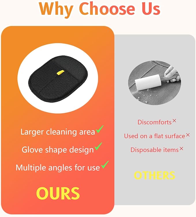 2pcs - Pet Hair Removel Glove for Cats & Dogs, Electrostatic Pet Hair Removal Gloves for Couch, Cat Grooming Gloves, Reusable Cat and Dog Hair Removel for Sofas, Furniture, Carpets and Curtains-Mewly Pet