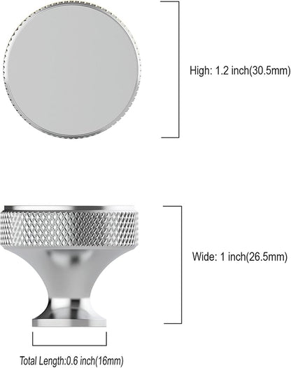 Asidrama 10 Pack Polished Chrome Kitchen Cabinet Knobs Knurled Dresser Knobs Drawer Knob Cabinet Hardware Aluminum Knob for Dresser Drawers