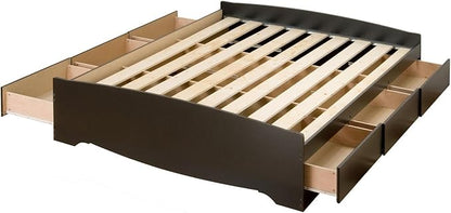 Prepac Mate's Queen 6-Drawer Minimalist Platform Storage Bed, Contemporary Queen Bed with Drawers 81.5" L x 63" W x 18.75" H, Black, BBQ-6200-3K