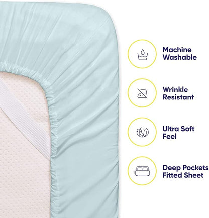 Full Size Bed Sheets - 6 Piece 1500 Supreme Collection Fine Brushed Microfiber Deep Pocket Full Sheet Set Bedding - 2 Extra Pillow Cases, Great Value, Full, Aqua