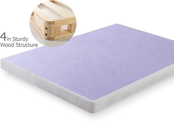 ZINUS Edgar 4 Inch Wood Box Spring, Mattress Foundation, Sturdy Wood Structure, Low Profile, Easy Assembly, King