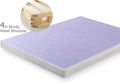 ZINUS Edgar 4 Inch Wood Box Spring, Mattress Foundation, Sturdy Wood Structure, Low Profile, Easy Assembly, King